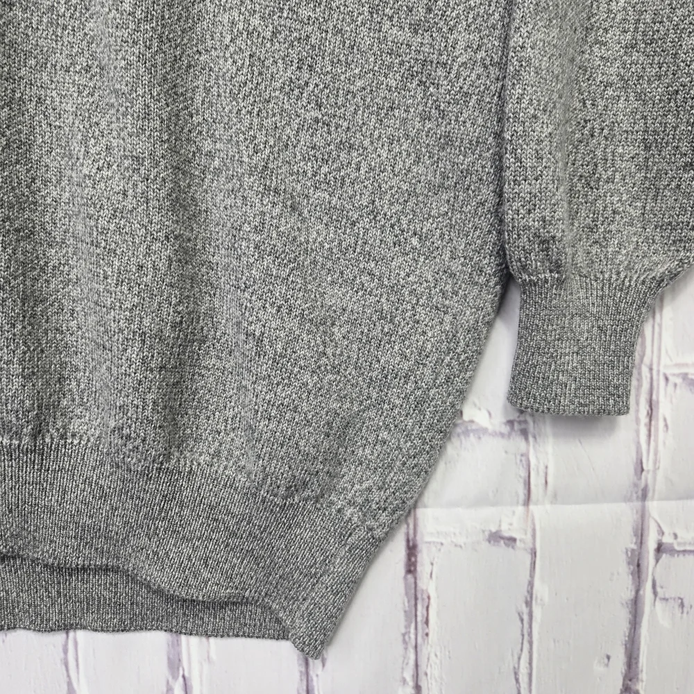 Vintage 1980's Pringle Of Scotland V-neck Sweater 100% Lambswool Gray‎ Sz XL
